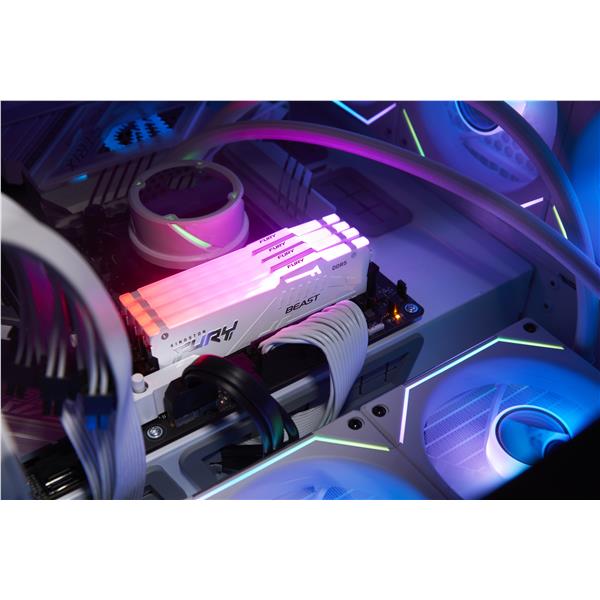 Kingston FURY Beast RGB - DDR5 - modulo - 32 GB - DIMM 288-PIN - 6000 MHz / PC5-48000 - CL36 - 1.35 V - senza buffer - on-die ECC - bianco