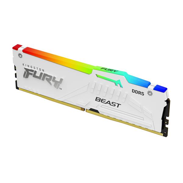 Kingston FURY Beast RGB - DDR5 - modulo - 16 GB - DIMM 288-PIN - 6000 MHz / PC5-48000 - CL30 - 1.4 V - senza buffer - on-die ECC - bianco