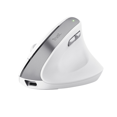 Trust BAYO II MOUSE WIRELESS ERGONOMICO VERTICALE RICARICABILE - 50% PLASTICA RICICLATA - BIANCO