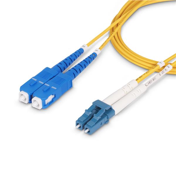 StarTech.com 50m (164ft) LC to SC (UPC) OS2 Single Mode Duplex Fiber Optic Cable, 9/125µm, Laser Optimized, 10G, Bend Insensitive, Low Insertion Loss - LSZH Fiber Patch Cord (SMLCSC-OS2-50M) - Cavo patch - modalità singola LC/UPC (M) a modalità singola SC/UP (M) - 50 m - 2 mm - fibra ottica - duplex - 9 / 125 micron - OS1/OS2 - senza alogeni, passivo - giallo