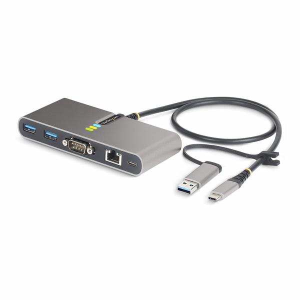 StarTech.com 2-Port USB-C/USB-A Hub with GbE and RS232 Serial, 2x USB-A - Hub - 2 x USB 3.2 Gen 1 - desktop