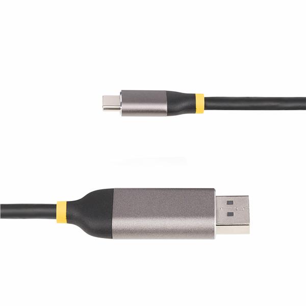StarTech.com 10ft (3m) USB-C to DisplayPort Adapter Cable, 8K 60Hz - Cavo adattatore - 24 pin USB-C (M) a DisplayPort (M) serrato - USB4 / Thunderbolt 3 / Thunderbolt 4 / DisplayPort 1.4 - 3 m - supporta 8K 60 Hz, supporta 4K 144 Hz - grigio, nero