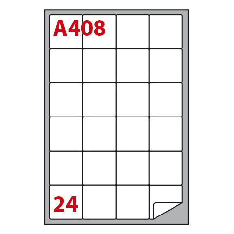 Etichette adesive A/408 - in carta - permanenti - 47,5 x 46,5 mm - 24 et/fg - 100 fogli - bianco - angoli tondi - Markin
