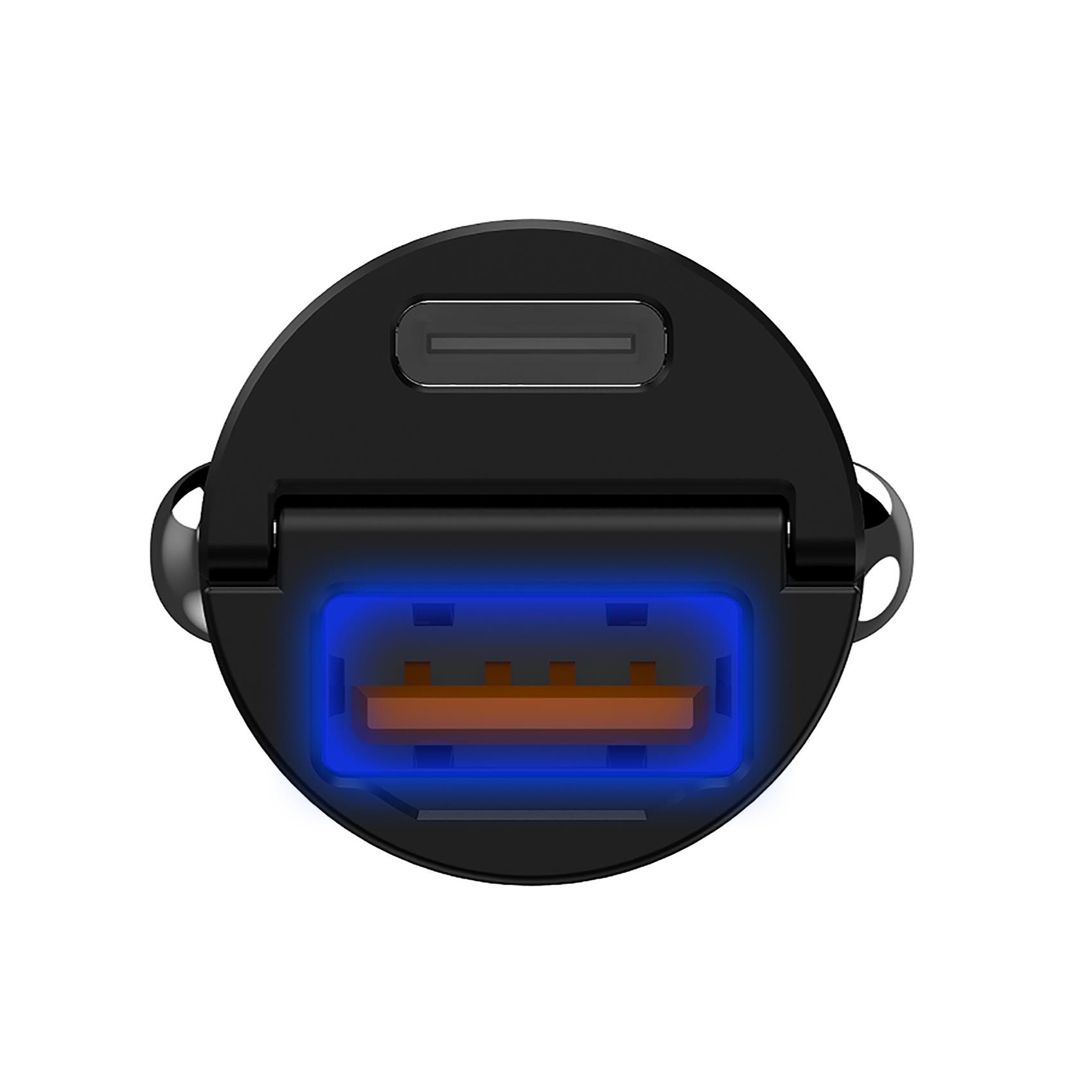 Celly - CCMINIUSBUSBC - USB-A USB-C Mini Car Charger 30W PRO POWER