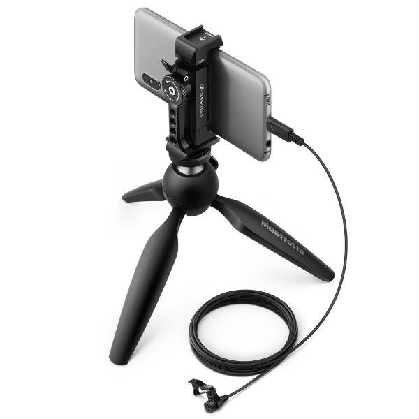 Sennheiser XS LAV Mobile, microfono omnidirezionale USB-C KIT con Manfrotto PIXI Mini Tripod