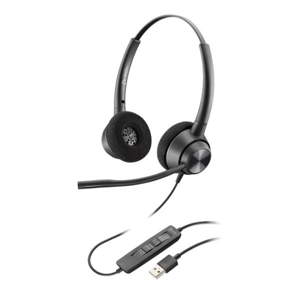 Poly EncorePro 320 - EncorePro 300 series - cuffie con microfono - over ear - cablato - USB-C - nero - Certificato per i team Microsoft