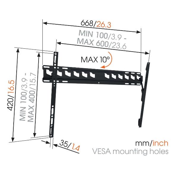 Vogels MA4010-B1 Staffa inclinabile VESA 600x400, 40-65'