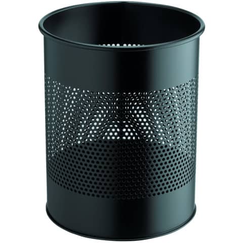 DURABLE - Cestino della spazzatura - rotondo - 15 L - acciaio - nero