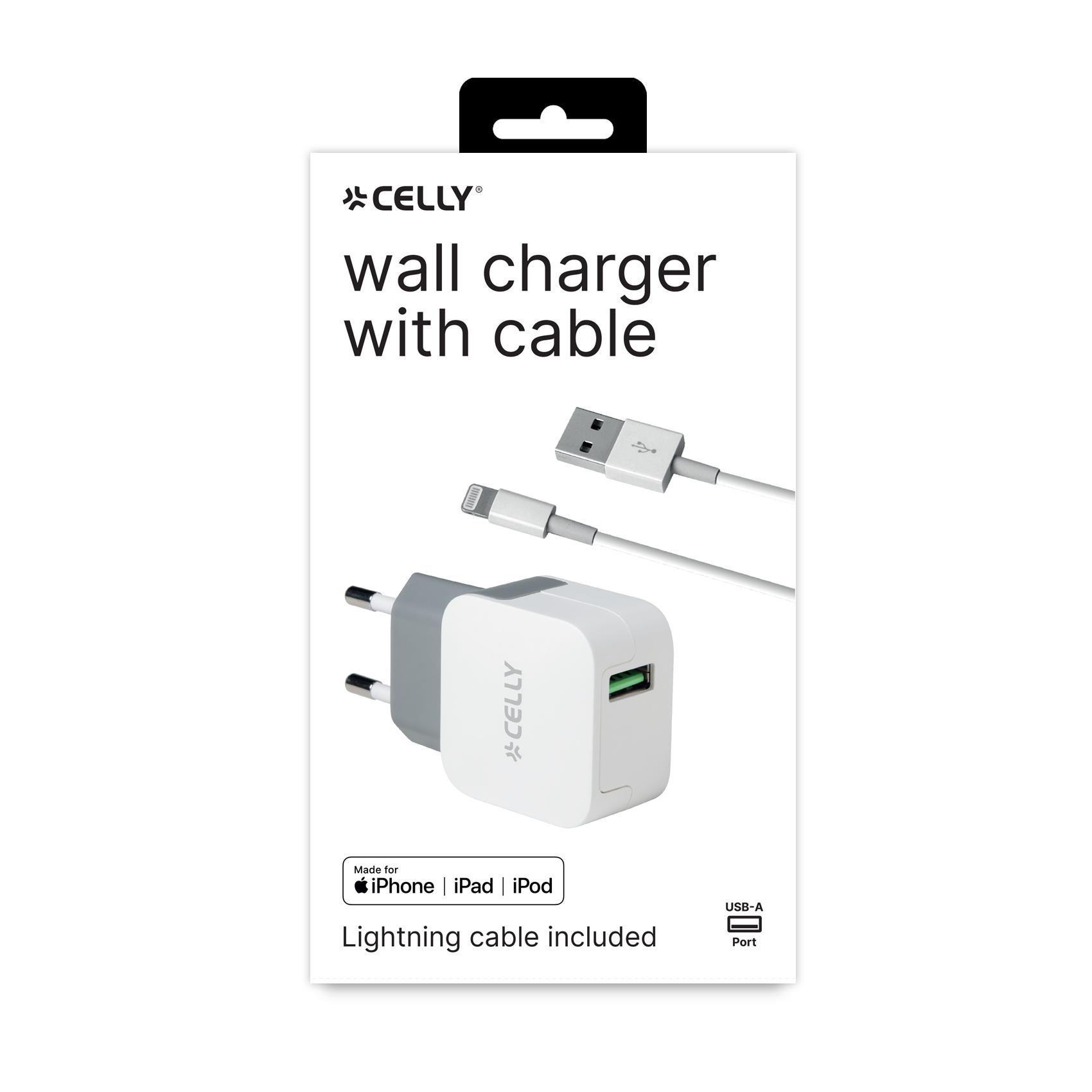 Celly TCUSBLIGHT - 12W USB-A Wall Charger+USB-A to …