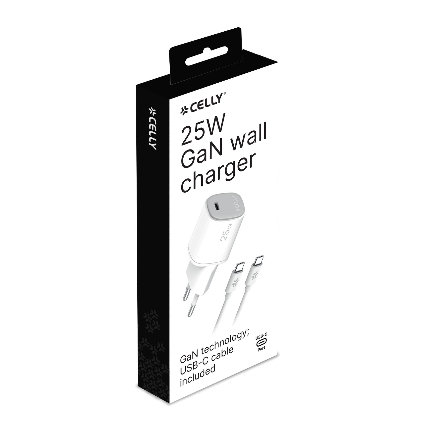 Celly UPTC1USBC25WCTC - 25W GaN Wall Charger + …