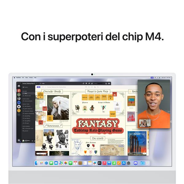 Apple iMac with 4.5K Retina display - All-in-one M4 fino a - RAM 16 GB - SSD 256 GB - Apple M4 10-core - Gigabit Ethernet, IEEE 802.11ax (Wi-Fi 6E), Bluetooth 5.3 - macOS Sequoia 15.0 -monitor: LED 24" 4480 x 2520 (4.5K) - tastiera: italiana - argento