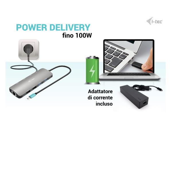 i-Tec Nano Dock - Docking station - USB-C / USB4 / Thunderbolt 3 / Thunderbolt 4 - 2 x HDMI - 1GbE - 100 Watt - Europa
