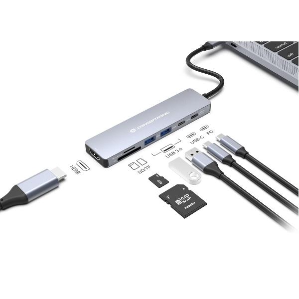 Conceptronic DOCKING STATION 7-IN-1 USB 3.2 GEN.1 - HDMI USB-C PD 100W USB-A 5Gbps USB-C 5Gbps Lettore SDTF