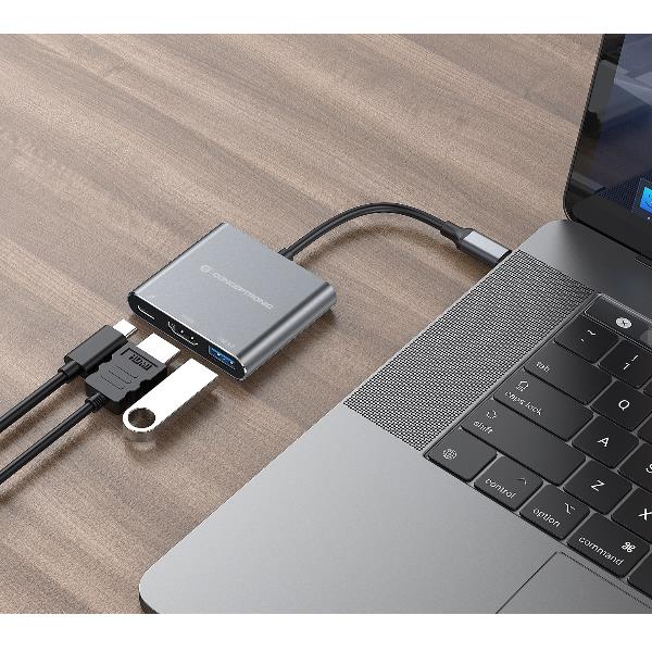 Conceptronic DOCKING STATION 3-IN-1 USB 3.2 GEN 1 -- 1x HDMI, 1x USB-C PD 100W, 1x USB 3.0