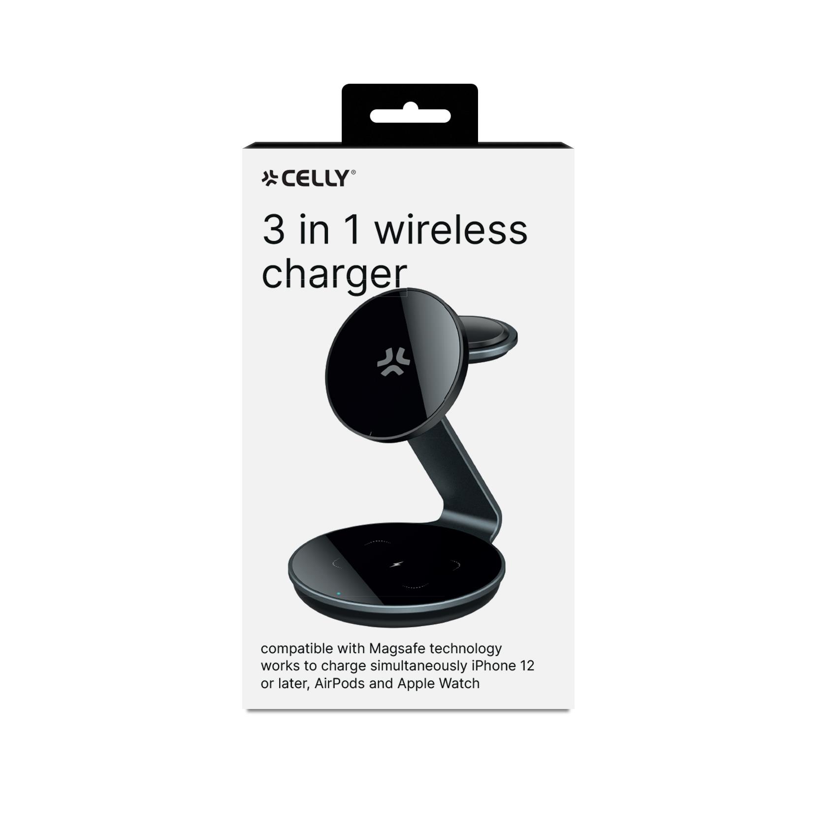 Celly MAGSTAND3IN1EVO - 15W Magnetic Wireless Charger 3in1