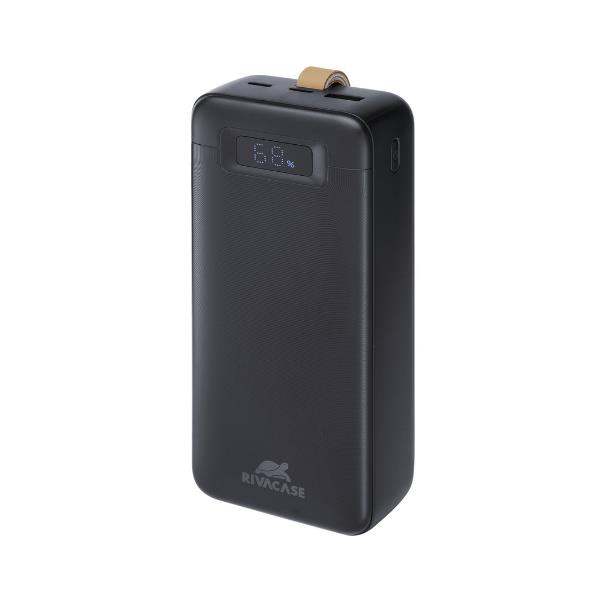 Rivacase Battery Bank con LCD 30.000 mAh PD 65W per Laptop Nera