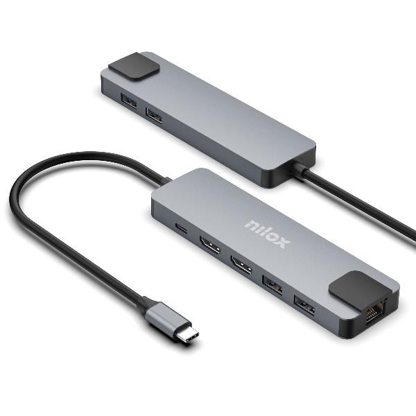 NILOX TECH - Docking station USB-C 8in1 con doppio 4K