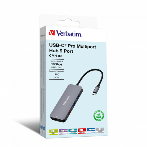Verbatim USB C Pro MULTIPORT HUB 9 IN 1 HDMI 4K