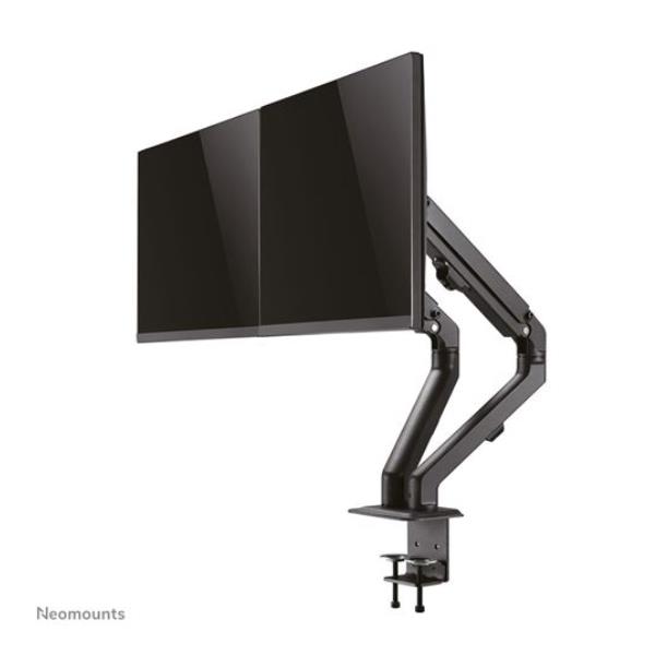 Neomounts FPMA-D650D - Kit montaggio - video full-motion - per 2 display LCD - acciaio - nero - dimensione schermo: 17"-27" - installabile con morsetto, rondella, montabile su desk