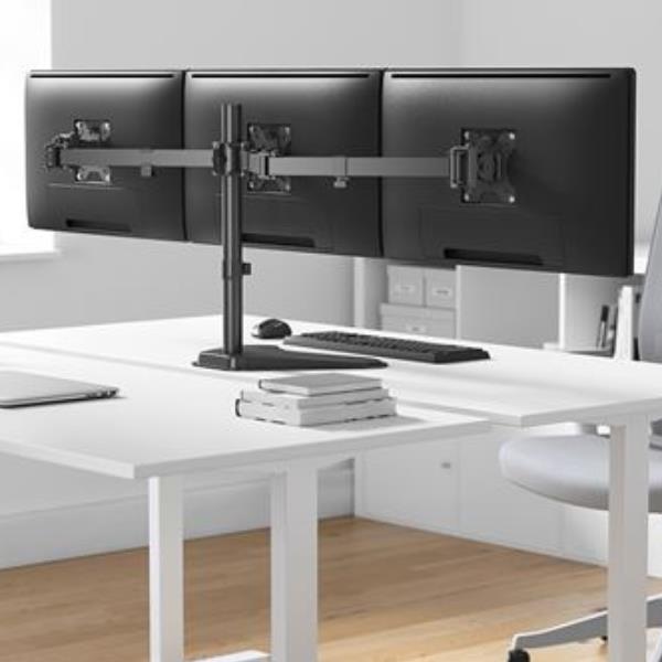 Neomounts FPMA-D550DD3 - Supporto - video full-motion - per 3 monitor - nero - dimensione schermo: 13"-27" - desktop