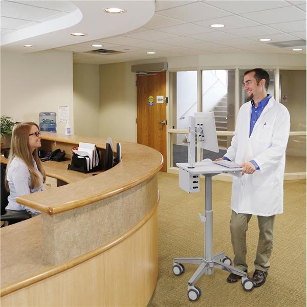 Ergotron StyleView Lean WOW SV10 - Carrello - per impieghi leggeri - per display LCD/dotazione PC - medico - bianco, alluminio - dimensione schermo: fino a 24"