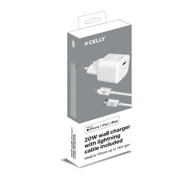 Celly PC2TC20WLIGHTCA - 20W USB-C Wall Charger with …