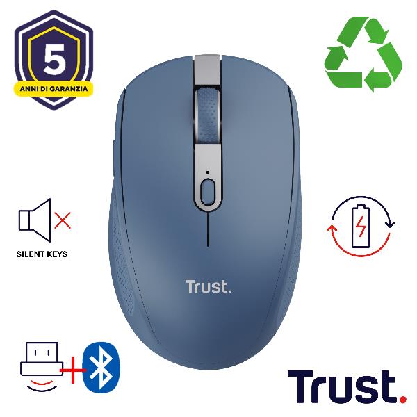 Mouse OZAA wireless - blu - Trust