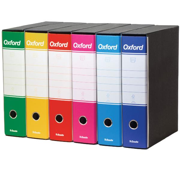 Registratori Oxford G85 - dorso - 8 cm - protocollo 23 x 33 cm - colori assortiti - Esselte - conf. 6 pezzi