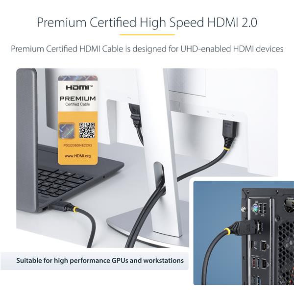 StarTech.com 2m (6.6ft) Premium Certified High Speed HDMI …