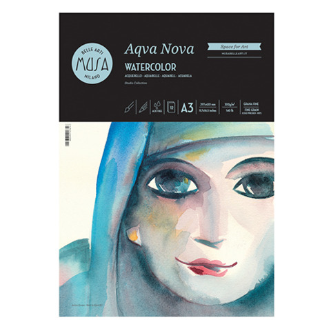 Cwr AQVA NOVA - ACQUERELLO BLOCCO 12 FG. 300 GR. FINE - CM.29,7X42 (A3)