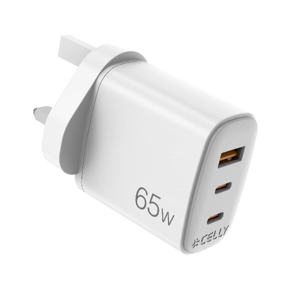 Celly 65W UK GaN Wall Charger UPTC COLLECTION