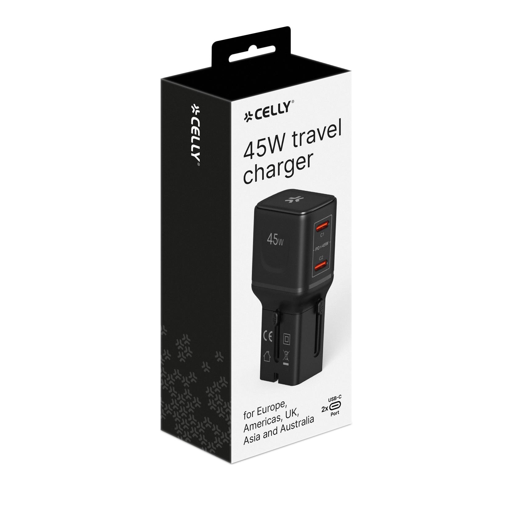 Celly MULTIPLUGSL45W - 45W Multiplug Slim Travel Charger