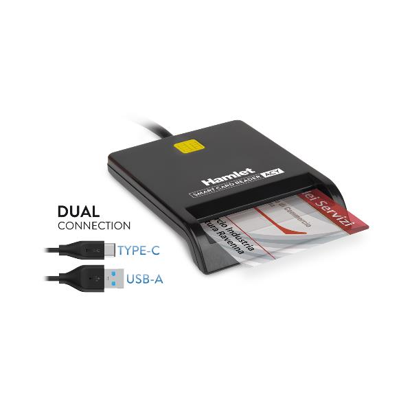 Hamlet HUSCR-ACY Lettore Smart Card USB-C + USB-A …