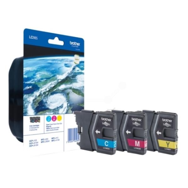 Brother LC985 Rainbow Pack - Confezione da 3 - giallo, ciano, magenta - originale - blister - cartuccia d'inchiostro - per Brother DCP-J125, DCP-J140, DCP-J315, DCP-J515, MFC-J220, MFC-J265, MFC-J410, MFC-J415