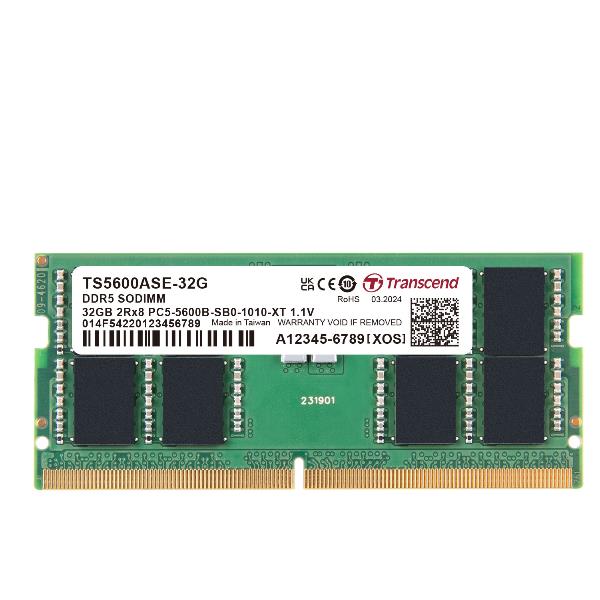 Transcend - DDR5 - modulo - 32 GB - SO DIMM 262-pin - 5600 MHz / PC5-44800 - CL46 - 1.1 V - senza buffer - on-die ECC