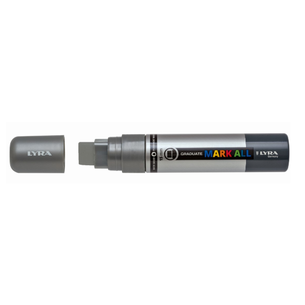 Lyra Graduate Mark All, Argento, Punta del pennello, Argento, Plastica, Extra grassetto, 1,5 cm