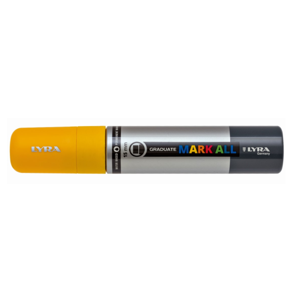 Lyra Graduate Mark All, Giallo, Punta del pennello, Giallo, Argento, Plastica, Extra grassetto, 1,5 cm