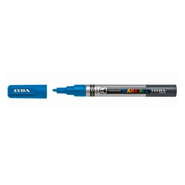 Lyra Graduate Mark All, Azzurro, Punta a ogiva/sottile, Blu, Grigio, Plastica, Fine, 1 mm