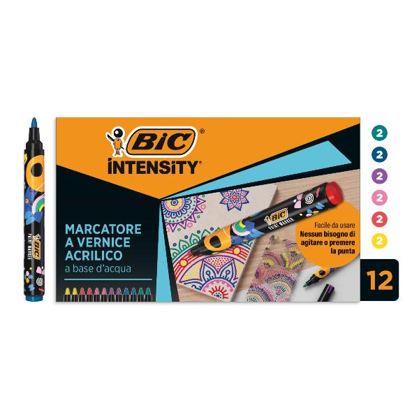 BIC Intensity, 12 pz, Multicolore, Tipo di punta, …