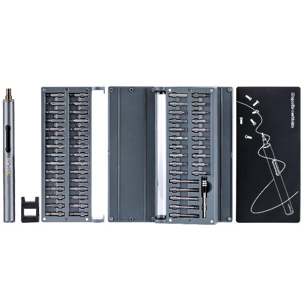 StarTech.com Set di cacciaviti elettrici di precisione a 55 punte - Kit di cacciaviti a batteria portatile/mini per riparazioni di elettronica, laptop, computer, tablet e telefoni - magnetico - senza filo, Cacciavite elettrico, Maniglia dritta, Argento, 110 Giri/min, 0,25 Nm, 0,35 Nm