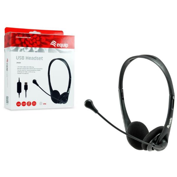 Equip 245305, Cablato, 20 - 20000 Hz, Ufficio, 97 g, Auricolare, Nero