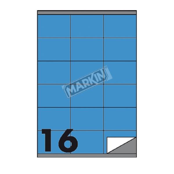 Etichette adesive C/501 - in carta - permanenti - 105 x 36 mm - 16 et/fg - 100 fogli - blu - Markin