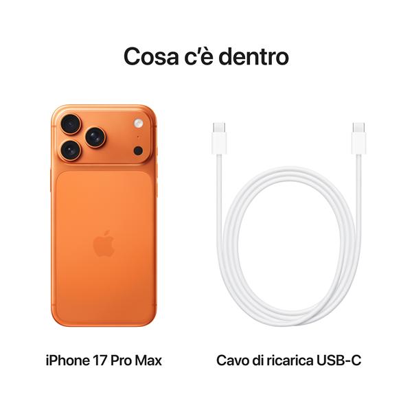 Apple iPhone 17 Pro Max 256GB Arancione Cosmico, 17,5 cm (6.9ʺ), 2868 x 1320 Pixel, 256 GB, 48 MP, iOS 26, Arancione