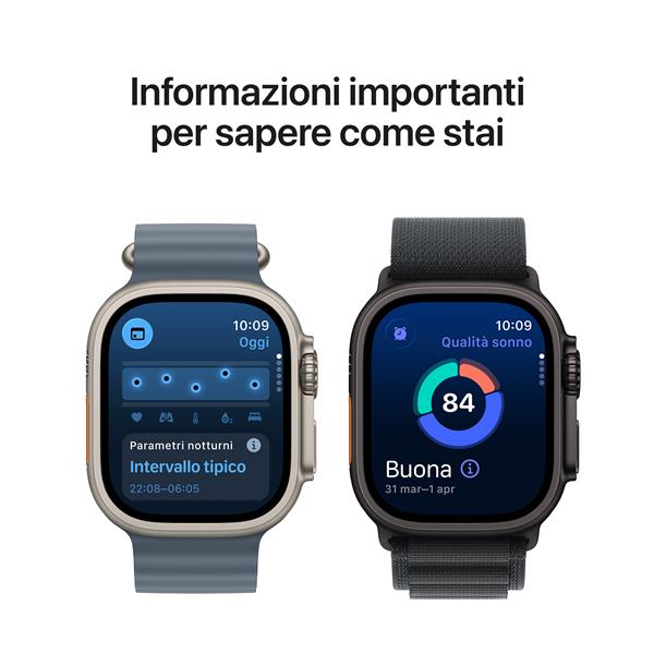 Apple Watch Ultra 3 GPS + Cellular 49mm Cassa Titanio con Alpine Loop Blu Chiaro - Large, OLED, Touch screen, 64 GB, Wi-Fi, GPS (satellitare), 61,6 g