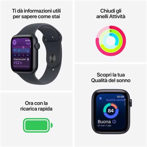 Apple Watch SE (3nd generation) SE 3 GPS + Cellular 40mm Cassa Alluminio Galassia con Sport Band Galassia - S/M, OLED, Touch screen, 64 GB, Wi-Fi, GPS (satellitare), 26,4 g