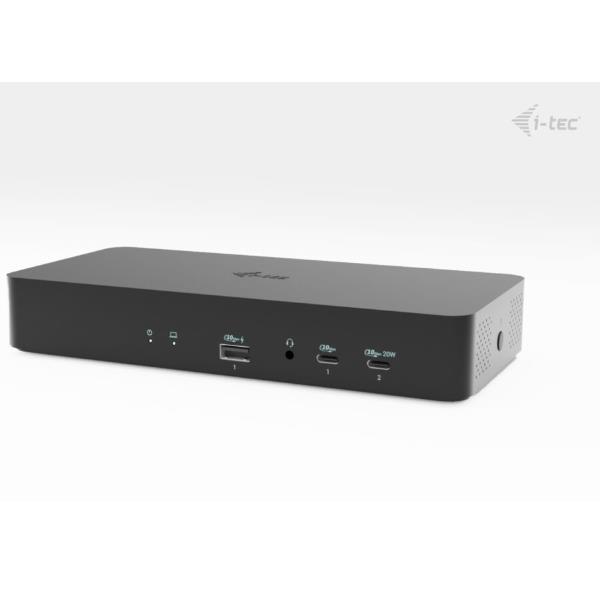 i-tec Universal Intelligent Dual Display Docking Station + Power Delivery 100W, Cablato, USB 3.2 Gen 1 (3.1 Gen 1) Type-C, 100 W, 3,5 mm, 10,100,1000 Mbit/s, Nero