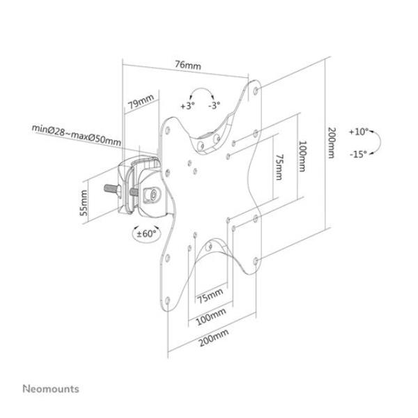 Neomounts FL40-430BL12 - Kit montaggio (montaggio su asta) - per TV