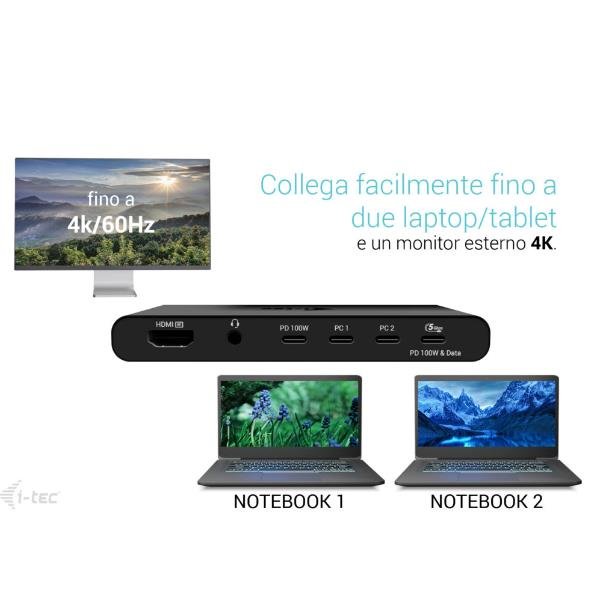 i-tec KVM Docking Station HDMI for 2 hosts, …