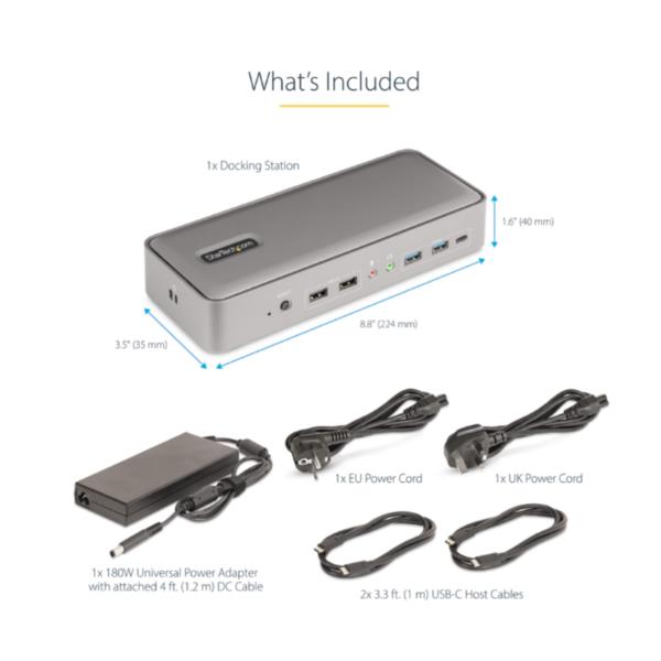 StarTech.com KVM Docking Station USB-C per due laptop, docking station DisplayPort a doppio monitor 4K 60 Hz, hub USB a 5 porte, GbE, Dock KVM con alimentazione a 90W/45W per due laptop, Windows/Mac, 3840 x 2160 Pixel, Collegamento ethernet LAN, 4K Ultra HD, 180 W, Argento