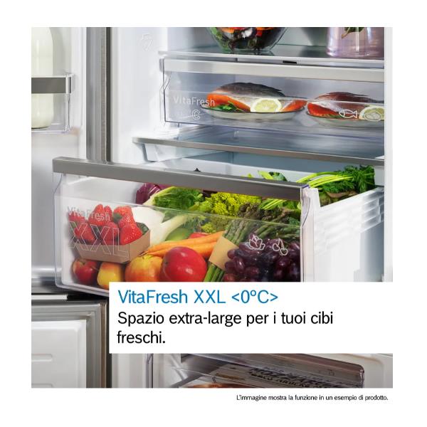 Bosch Serie 4 KGN76XIEP Frigorifero Combinato da libera installazione 186 x 75 cm Acciaio anti-impronta Classe E, 526 L, SN-T, 9 kg/24h, E, Compartimento zona fresca, Acciaio inox